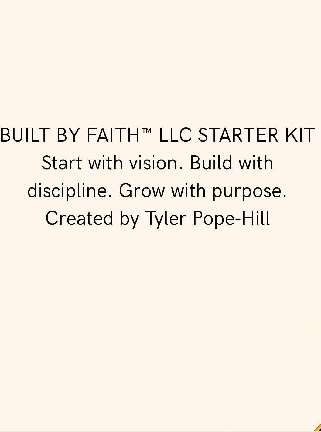 Built By Faith LLC Starter Kit